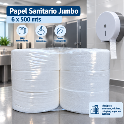 Papel Sanitario Jumbo 6x500 mts